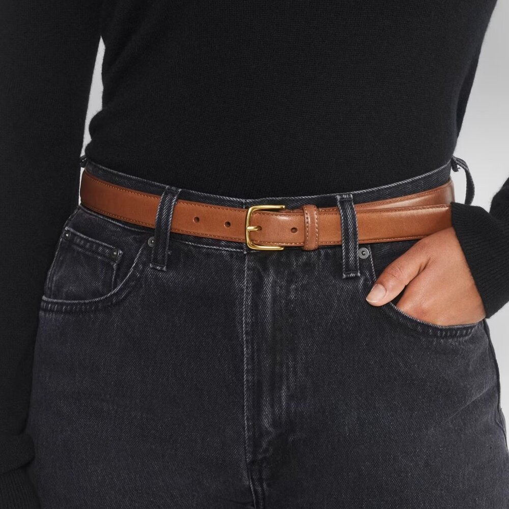 Aritzia essential solid brass leather belt